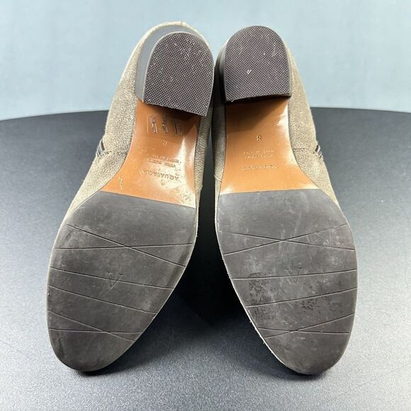 Aquatalia Faylynn Ankle Boot Womens 8 Taupe Pebbled Suede Booties Made in Italy - Picture 10 of 15